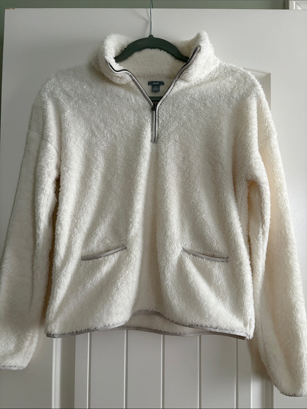 aerie Cream Sherpa Quarter-Zip Pullover Jacket